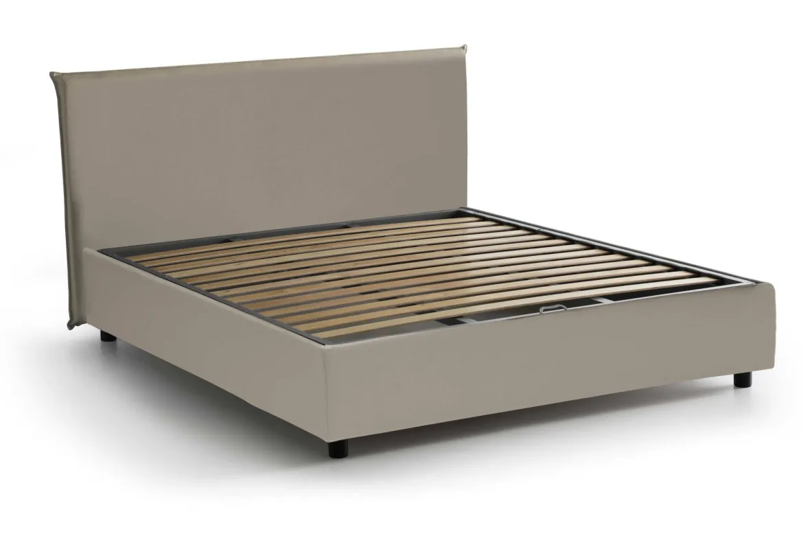 Letto francese imbottito tortora 155x215cm - Morganite