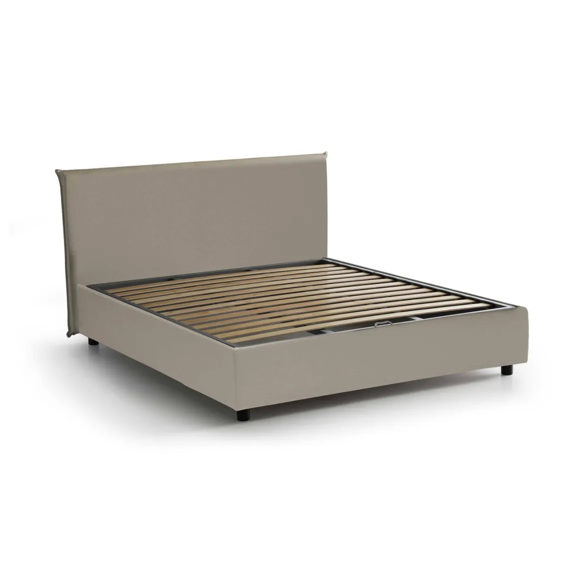 Letto francese in ecopelle tortora 155x205cm - Africa