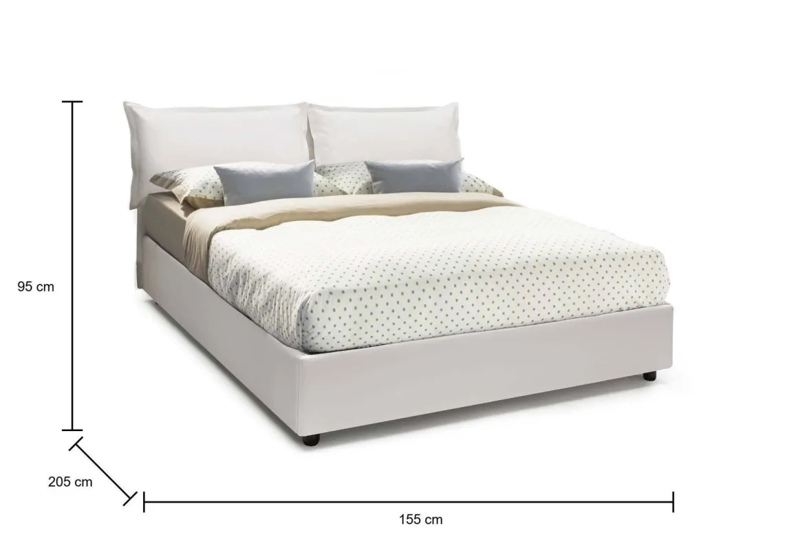 Letto francese in legno bianco 155x205cm - Amelh