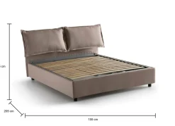 Letto francese in legno tortora 155x205cm - Askari