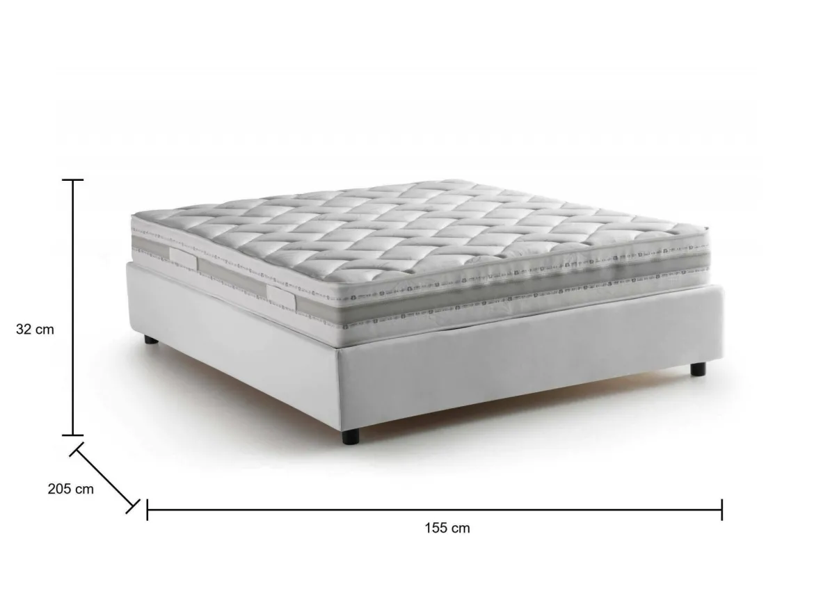 Letto francese in tessuto bianco 195x258cm - Villamar