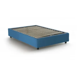 Letto francese in tessuto blu 155x205cm - Attilino