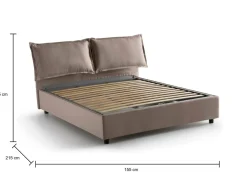 Letto francese in tessuto tortora 155x215cm - Agalo