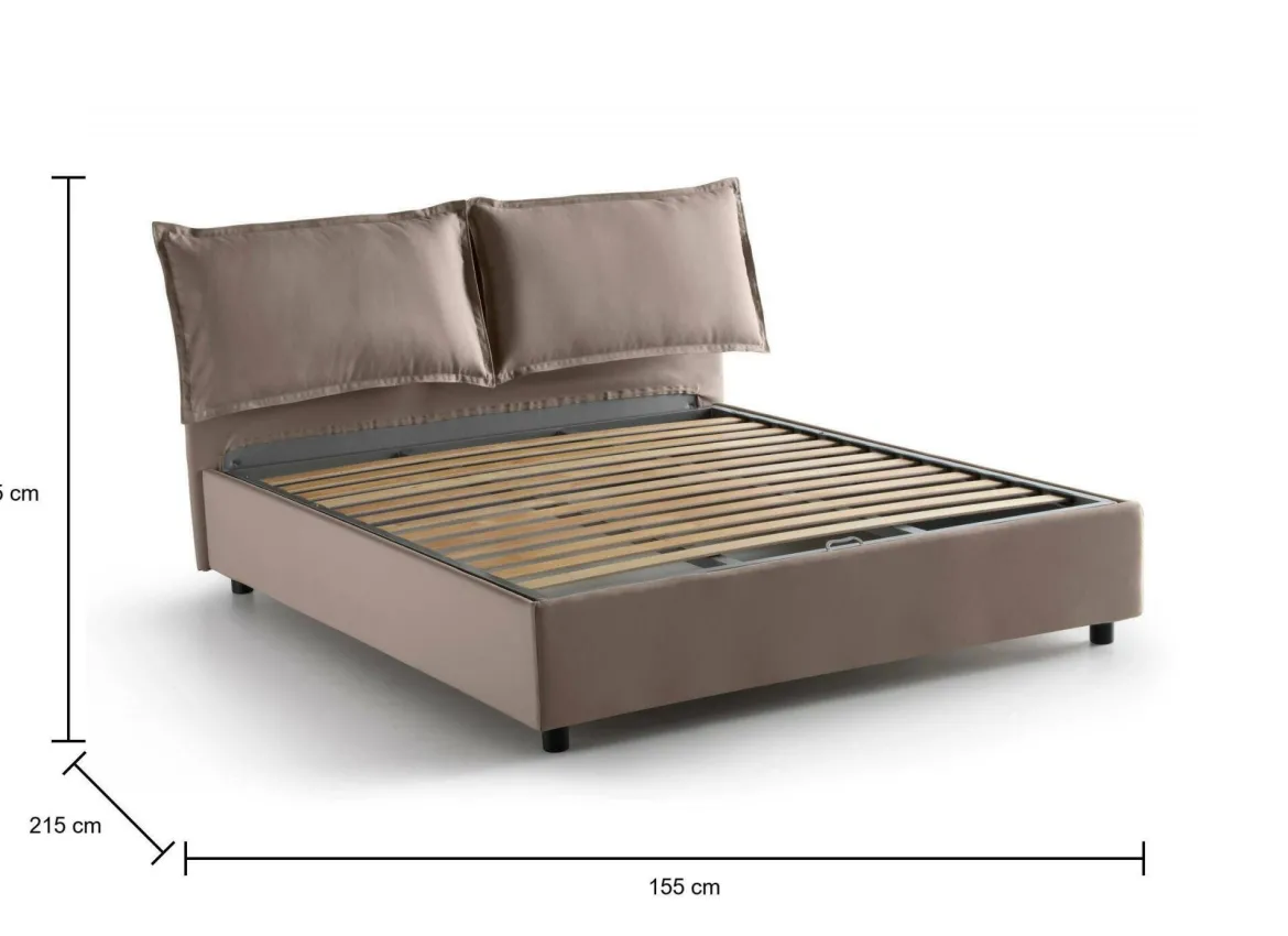 Letto francese in tessuto tortora 155x215cm - Agalo
