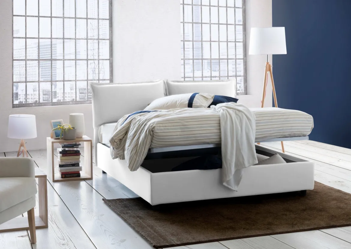 Letto francese lavabile bianco 155x215cm - Annica