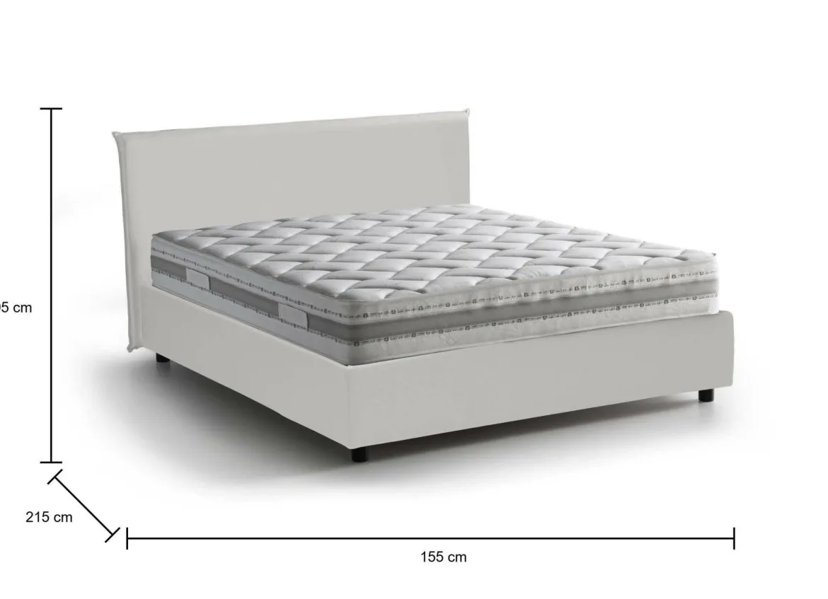 Letto francese materasso incluso bianco 155x215cm - Morganite