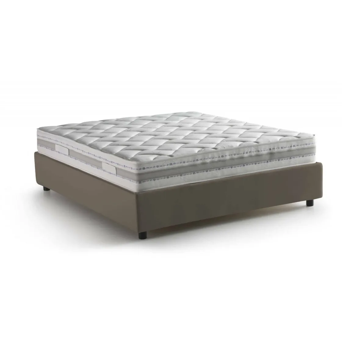 Letto francese materasso incluso tortora 155x205cm - Akemi