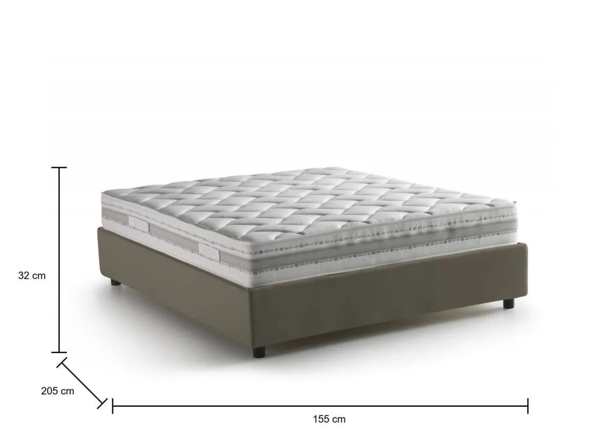 Letto francese materasso incluso tortora 155x205cm - Akemi