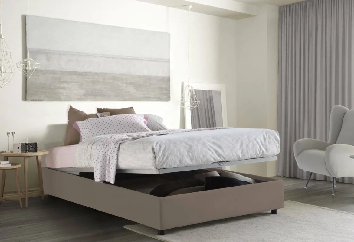 Letto francese minimal tortora 155x215cm - Arvic