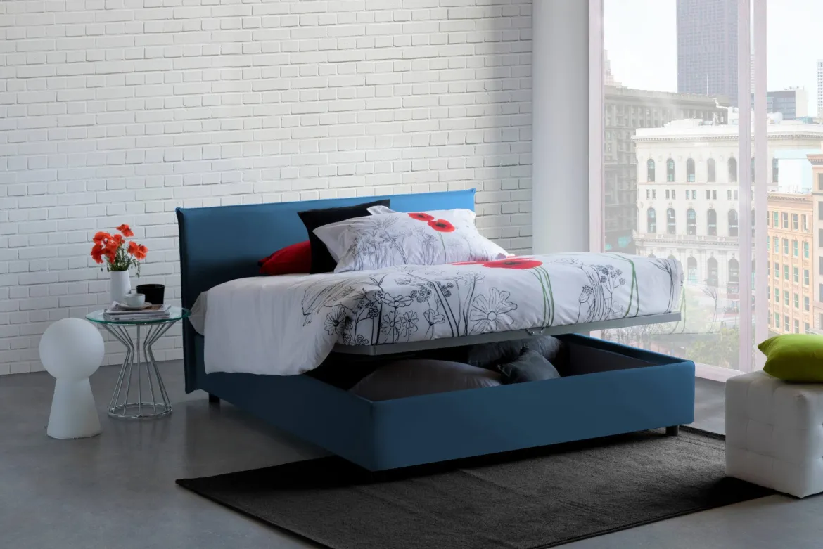 Letto francese salvaspazio blu 155x205cm - Alion