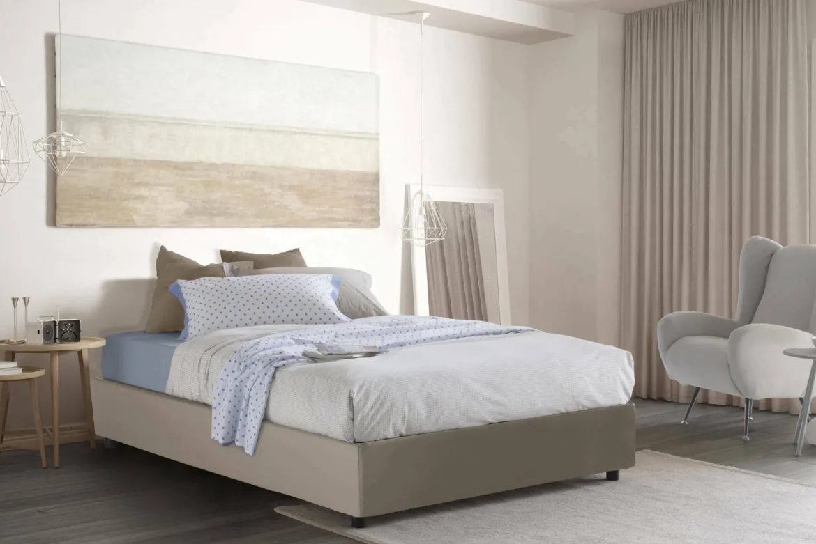 Letto francese salvaspazio tortora 155x205cm - Aladino