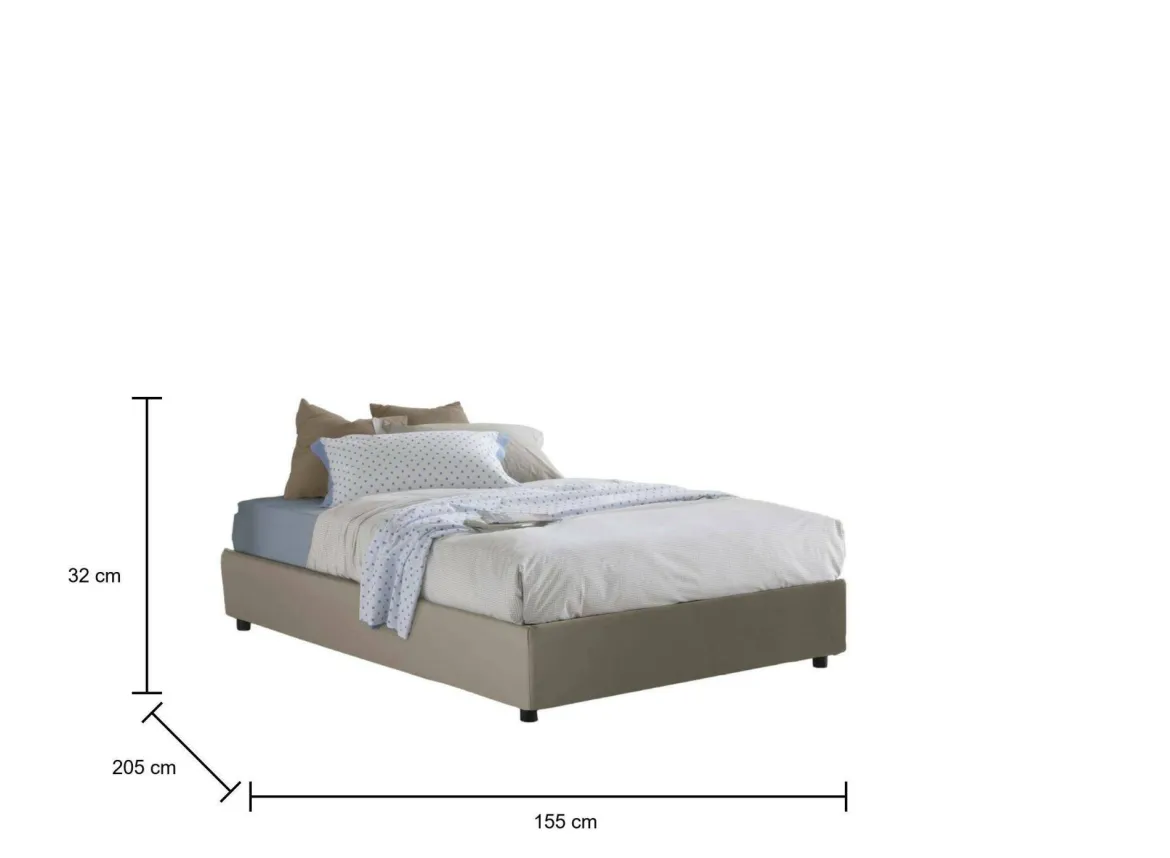 Letto francese salvaspazio tortora 155x205cm - Aladino