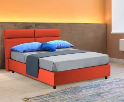 Letto Matrimoniale Arancione Materasso Incluso Sfoderabile, Contenitore Made in Italy - Annus