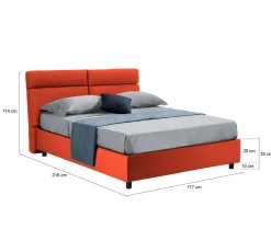 Letto Matrimoniale Arancione Sfoderabile Contenitore, Dimensione Materasso 160x190 cm Made in Italy - Arex