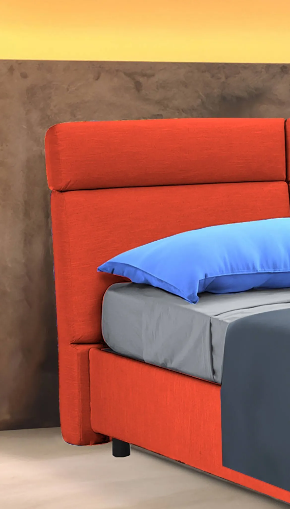 Letto Matrimoniale Arancione Sfoderabile Contenitore, Dimensione Materasso 160x190 cm Made in Italy - Arex