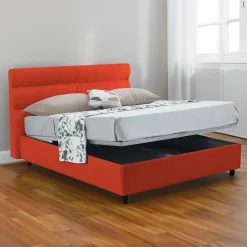 Letto Matrimoniale Arancione Sfoderabile Contenitore, Dimensione Materasso 160x190 cm Made in Italy - Brienno