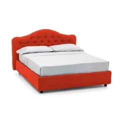 Letto Matrimoniale Arancione Sfoderabile Contenitore, Dimensione Materasso 160x200 cm Made in Italy - Aly