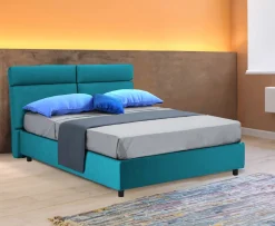 Letto Matrimoniale Azzurro Materasso Incluso Sfoderabile, Contenitore Made in Italy - Annus