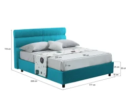 Letto Matrimoniale Azzurro Materasso Incluso Sfoderabile, Contenitore Made in Italy - Bedero
