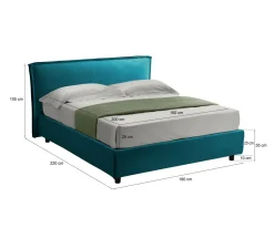 Letto Matrimoniale Azzurro Materasso Incluso Sfoderabile, Contenitore Made in Italy - Bruzolo