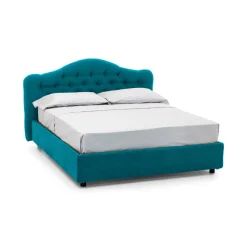 Letto Matrimoniale Azzurro Sfoderabile Contenitore, Dimensione Materasso 160x200 cm Made in Italy - Aly