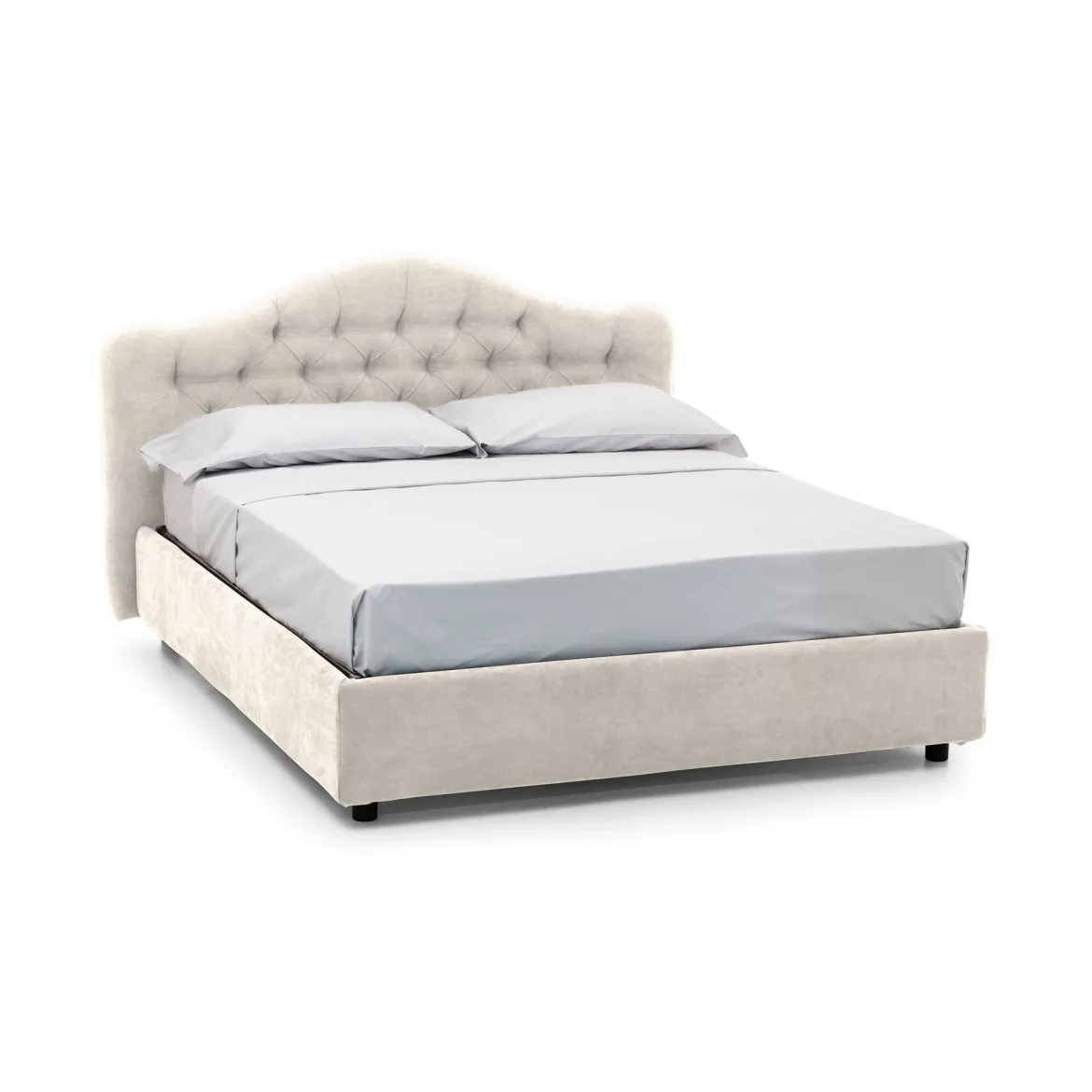 Letto Matrimoniale Beige Materasso Incluso Sfoderabile, Contenitore Made in Italy - Alfer