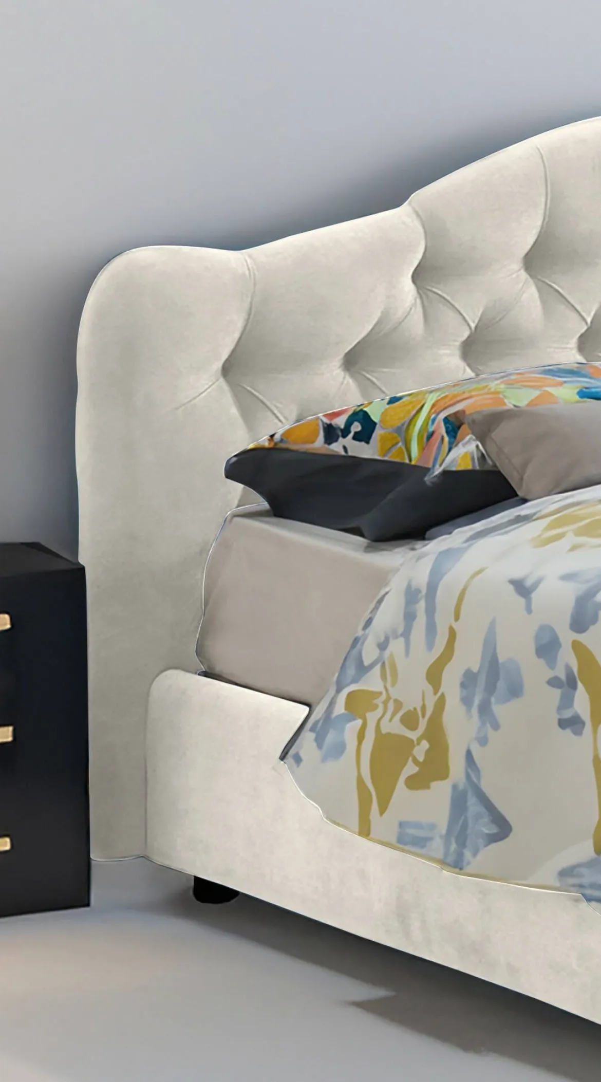 Letto Matrimoniale Beige Materasso Incluso Sfoderabile, Contenitore Made in Italy - Alfer