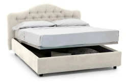 Letto Matrimoniale Beige Materasso Incluso Sfoderabile, Contenitore Made in Italy - Alfer