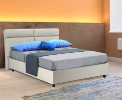 Letto Matrimoniale Beige Materasso Incluso Sfoderabile, Contenitore Made in Italy - Asica