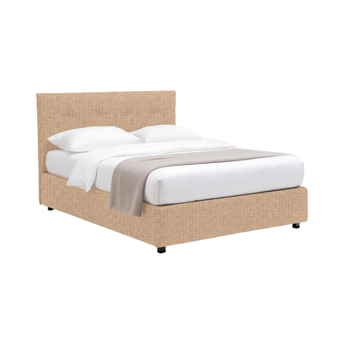 Letto Matrimoniale Beige Sfoderabile Contenitore, Dimensione Materasso 160x190 cm - Fasanella