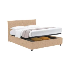 Letto Matrimoniale Beige Sfoderabile Contenitore, Dimensione Materasso 160x190 cm - Fasanella