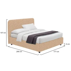 Letto Matrimoniale Beige Sfoderabile Contenitore, Dimensione Materasso 160x190 cm - Levice