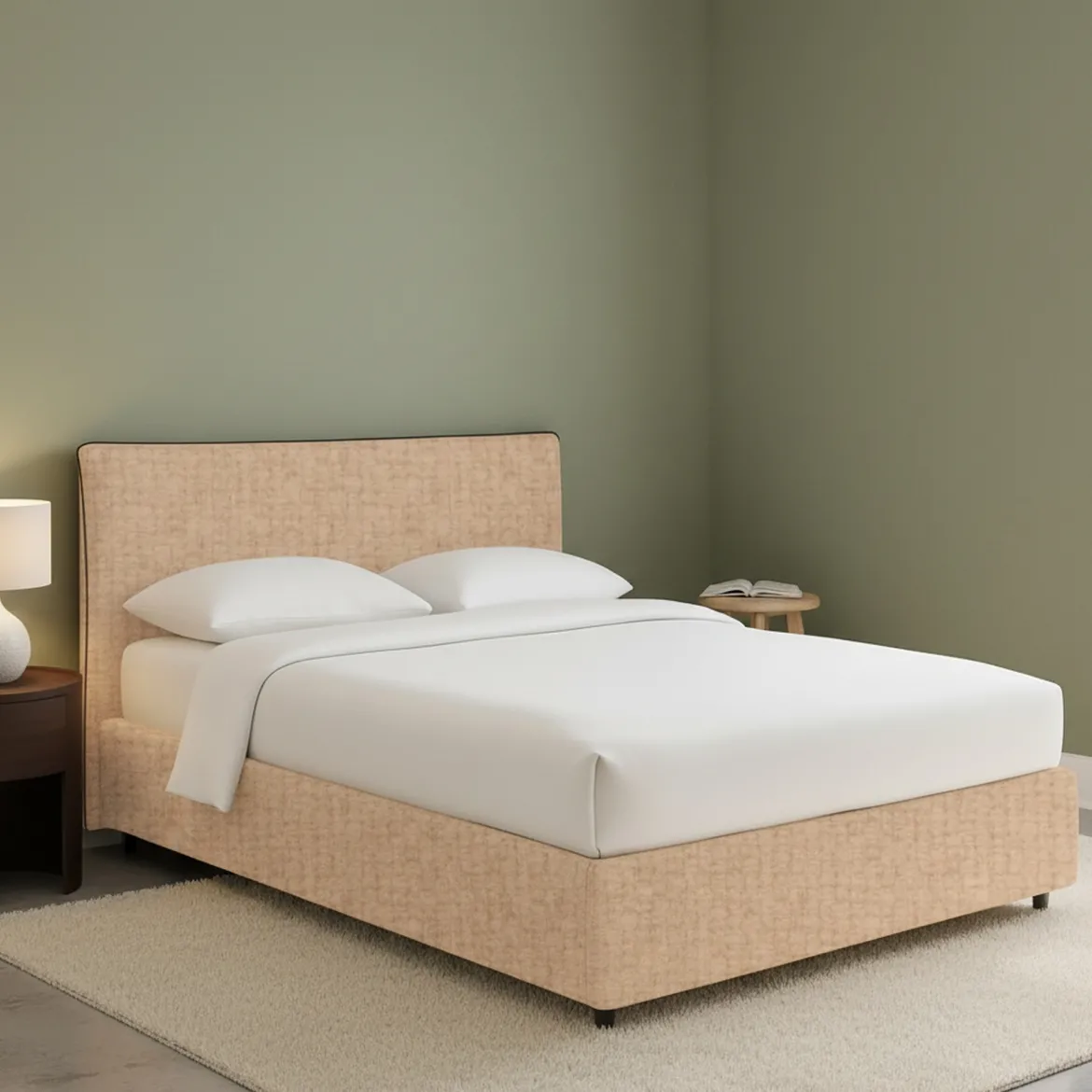 Letto Matrimoniale Beige Sfoderabile Contenitore, Dimensione Materasso 160x190 cm - Turania