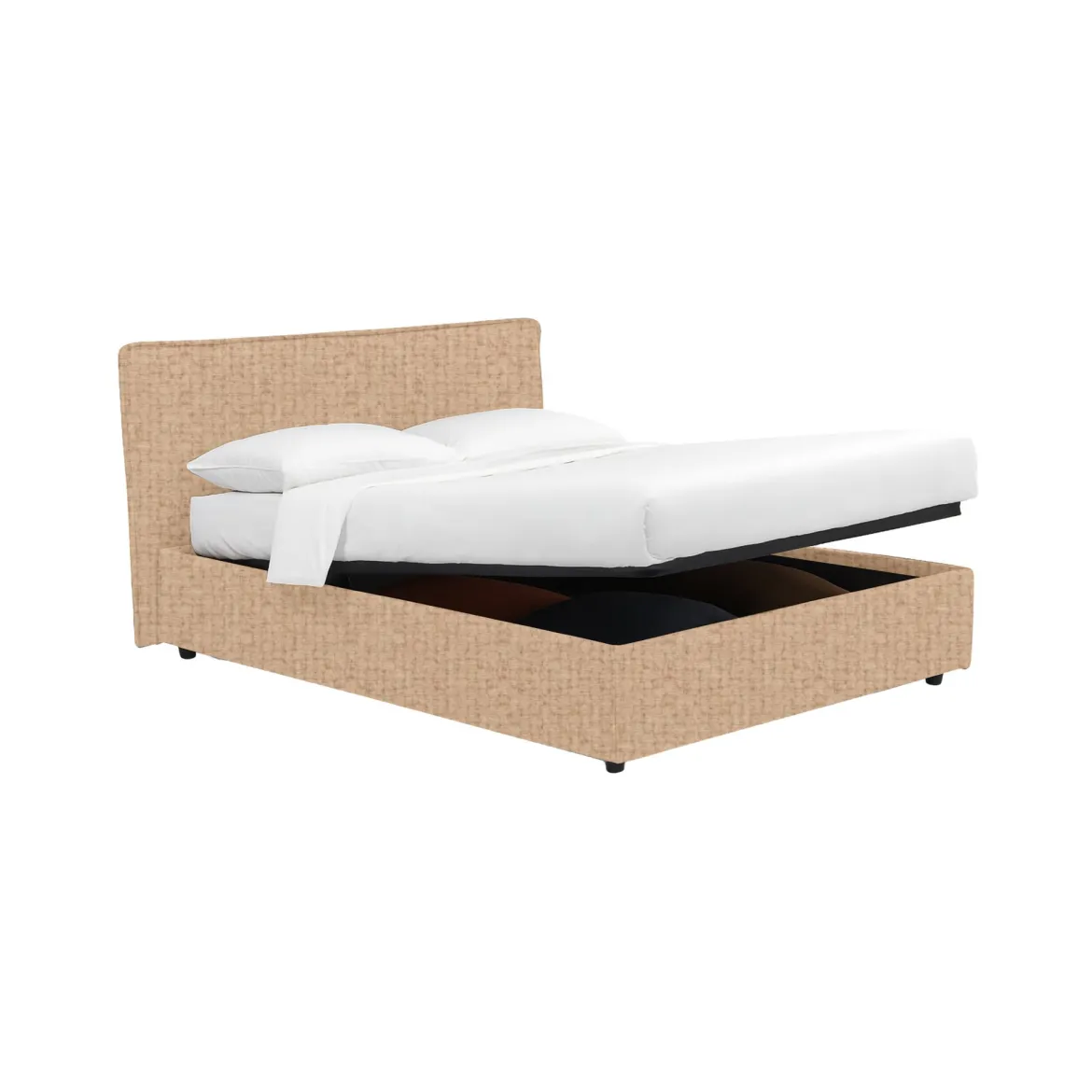 Letto Matrimoniale Beige Sfoderabile Contenitore, Dimensione Materasso 160x190 cm - Turania