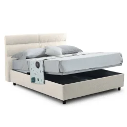Letto Matrimoniale Beige Sfoderabile Contenitore, Dimensione Materasso 160x190 cm Made in Italy - Brienno
