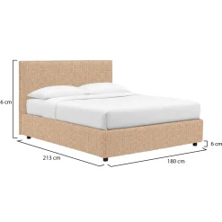 Letto Matrimoniale Beige Sfoderabile Contenitore, Dimensione Materasso 160x200 cm - Lenta