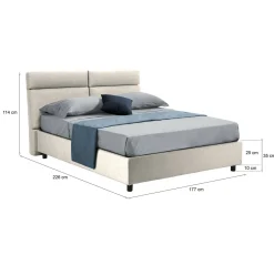 Letto Matrimoniale Beige Sfoderabile Contenitore, Dimensione Materasso 160x200 cm Made in Italy - Briaglia