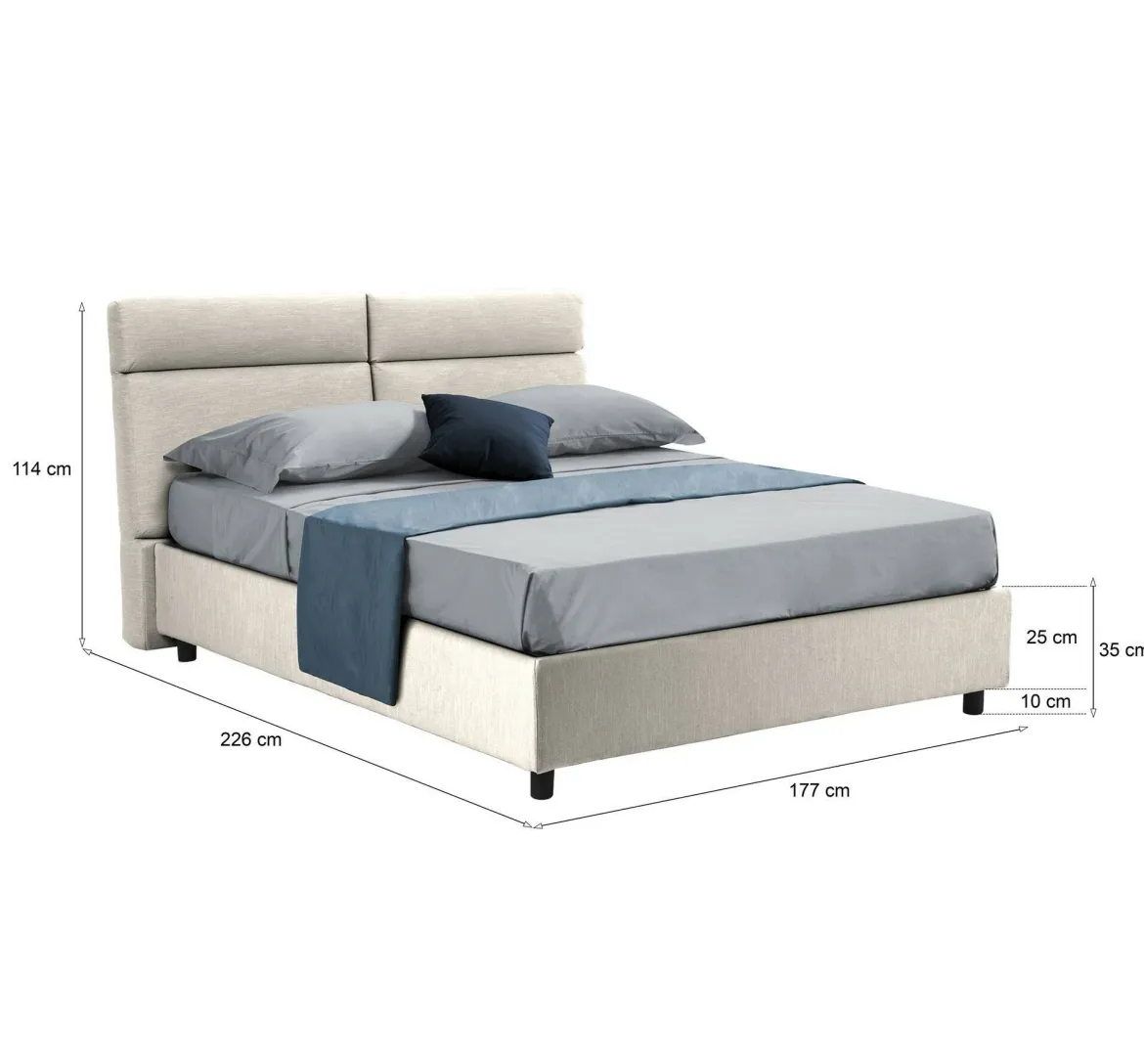 Letto Matrimoniale Beige Sfoderabile Contenitore, Dimensione Materasso 160x200 cm Made in Italy - Briaglia