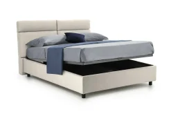 Letto Matrimoniale Beige Sfoderabile Contenitore, Dimensione Materasso 160x200 cm Made in Italy - Briaglia