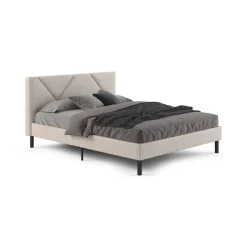 Letto matrimoniale beige 169x204cm imbottito - Morpheus