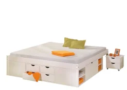 Letto Matrimoniale Bianco Contenitore Dimensione Materasso 140x190 cm, Rete Inclusa - Faraldi