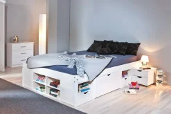 Letto Matrimoniale Bianco Contenitore Dimensione Materasso 140x190 cm, Rete Inclusa - Faraldi