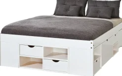 Letto Matrimoniale Bianco Contenitore Dimensione Materasso 140x200 cm, Rete Inclusa - Ravanusa