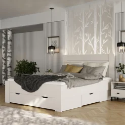 Letto Matrimoniale Bianco Crema Dimensione Materasso 160x200 cm Peso Supportato 200 kg, Matrimoniale - Siwwa