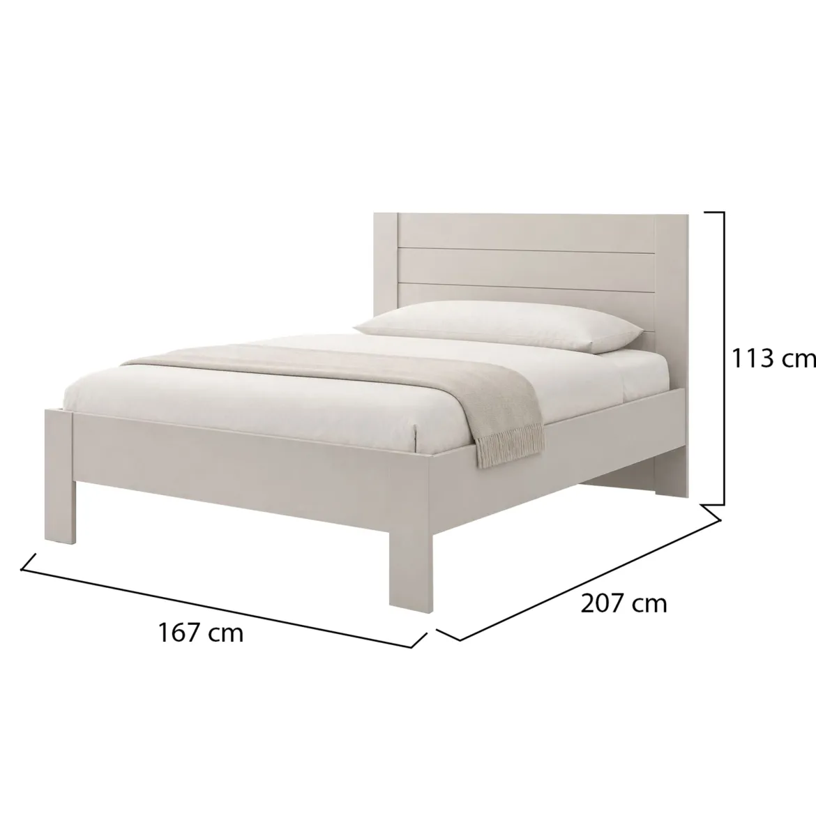 Letto Matrimoniale Bianco Crema Dimensione Materasso 160x200 cm Peso Supportato 200 kg, Matrimoniale - Siwwa