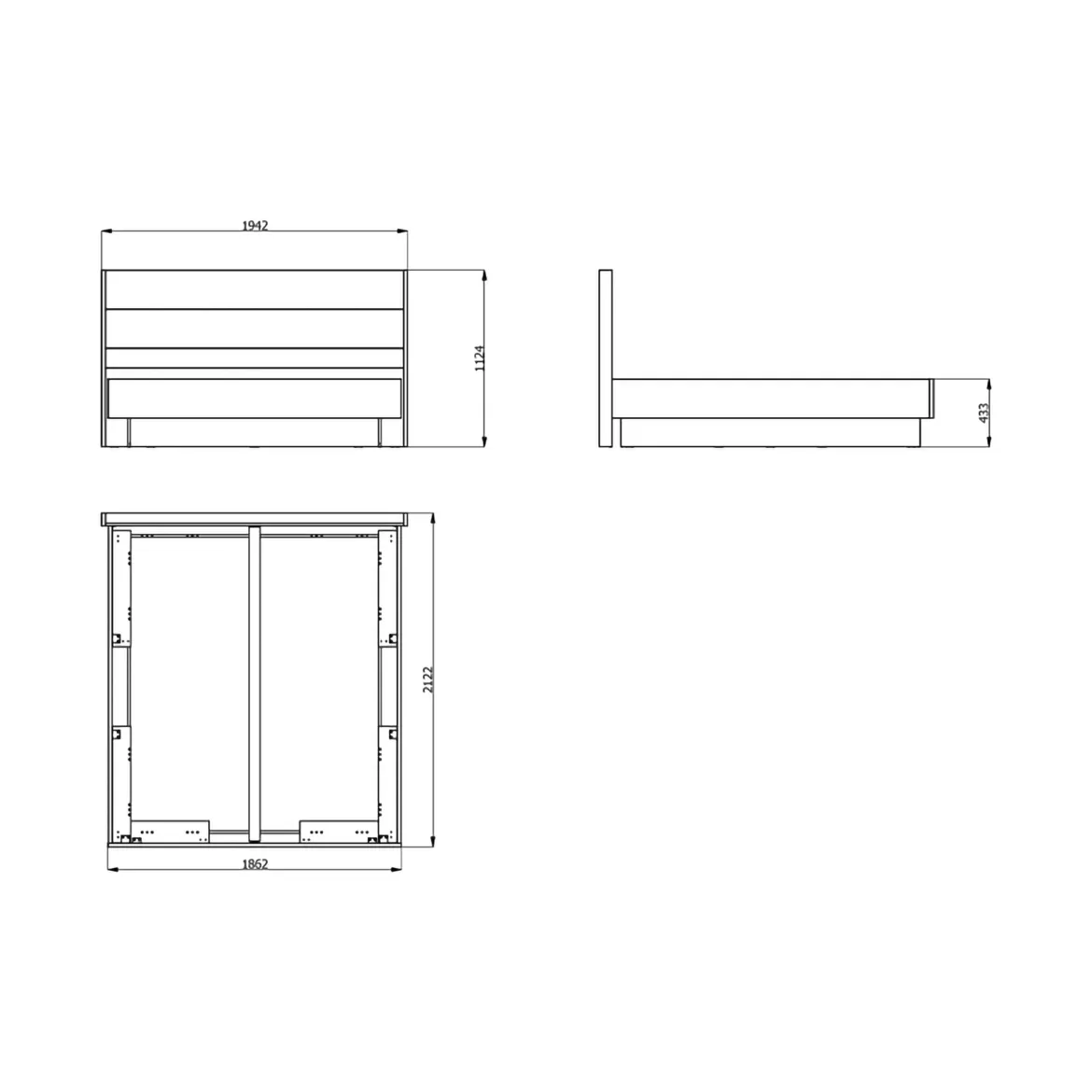 Letto Matrimoniale Bianco Crema Marrone Rovere Dimensione Materasso 160x200 cm Testata Dettaglio Rigato, Peso Supportato 200 kg - Luangp