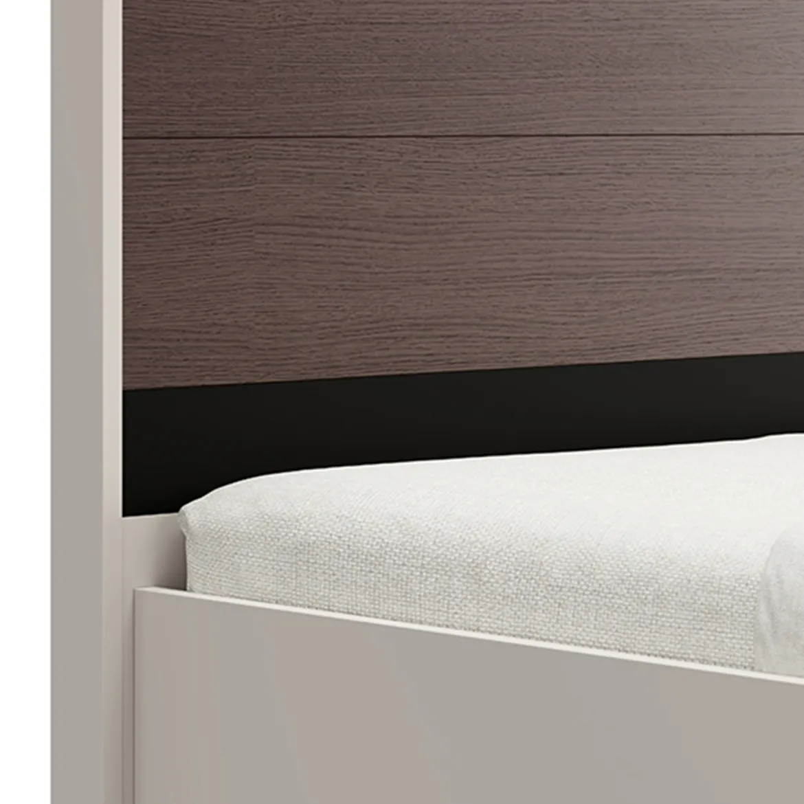 Letto Matrimoniale Bianco Crema Marrone Rovere Dimensione Materasso 160x200 cm Testata Dettaglio Rigato, Peso Supportato 200 kg - Luangp