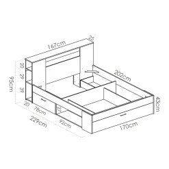 Letto Matrimoniale Bianco Materasso Incluso Sfoderabile, Contenitore Made in Italy - Alfer