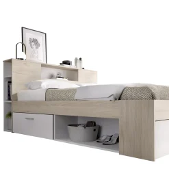Letto Matrimoniale Bianco Materasso Incluso Sfoderabile, Contenitore Made in Italy - Alfer