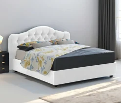 Letto Matrimoniale Bianco Materasso Incluso Sfoderabile, Contenitore Made in Italy - Allik